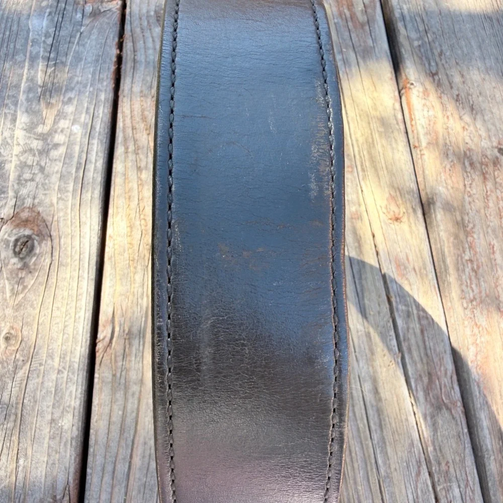 VTG Don Hume Leather Border Patrol‎ Belt Mens 32 Black Brass Buckle B106 Police